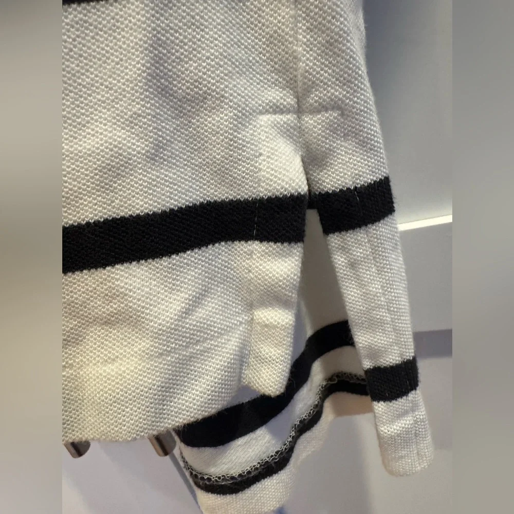 Ralph Lauren White Polo Shirt with Black Stripes L